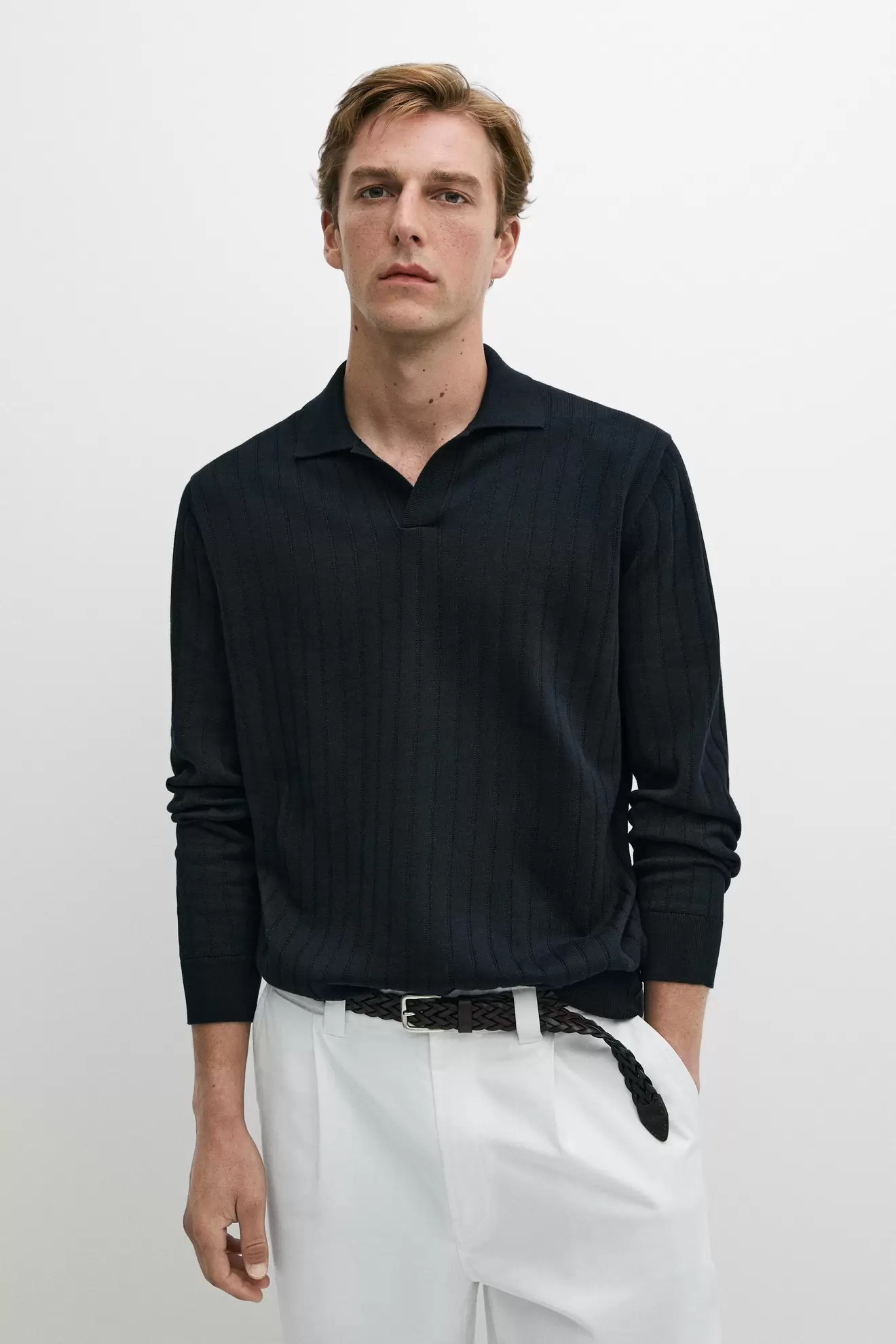 100% Cotton Knit Polo Sweater