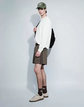 adidas Originals three stripe sprinter shorts in khaki