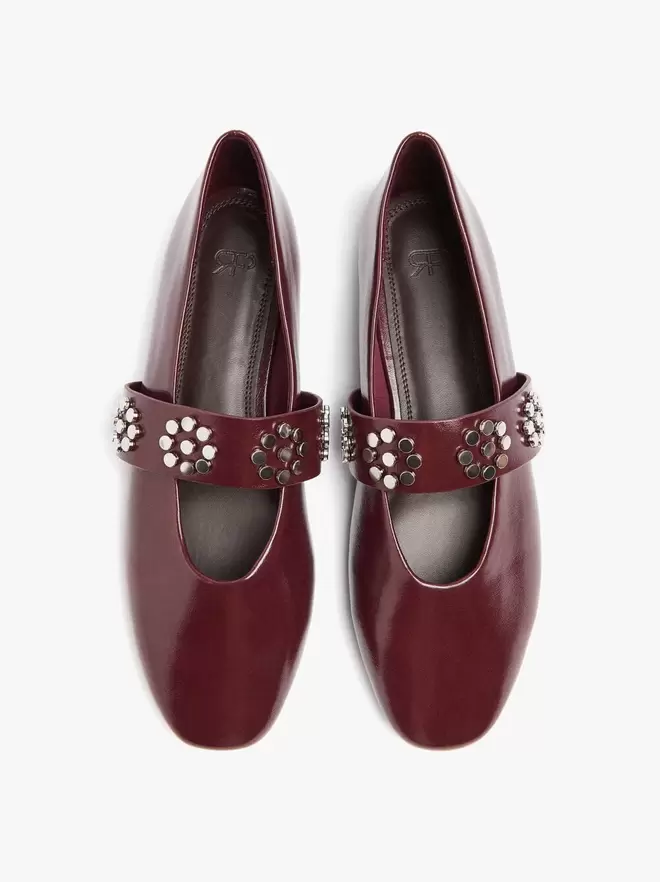 Patent ballet flats with studs