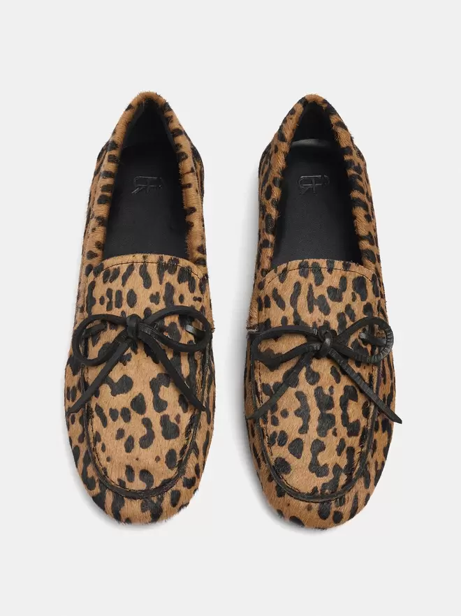 Animal print leather loafers