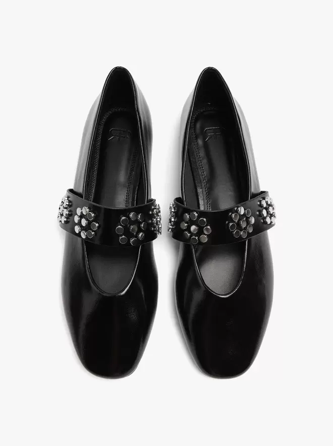Patent ballet flats with studs
