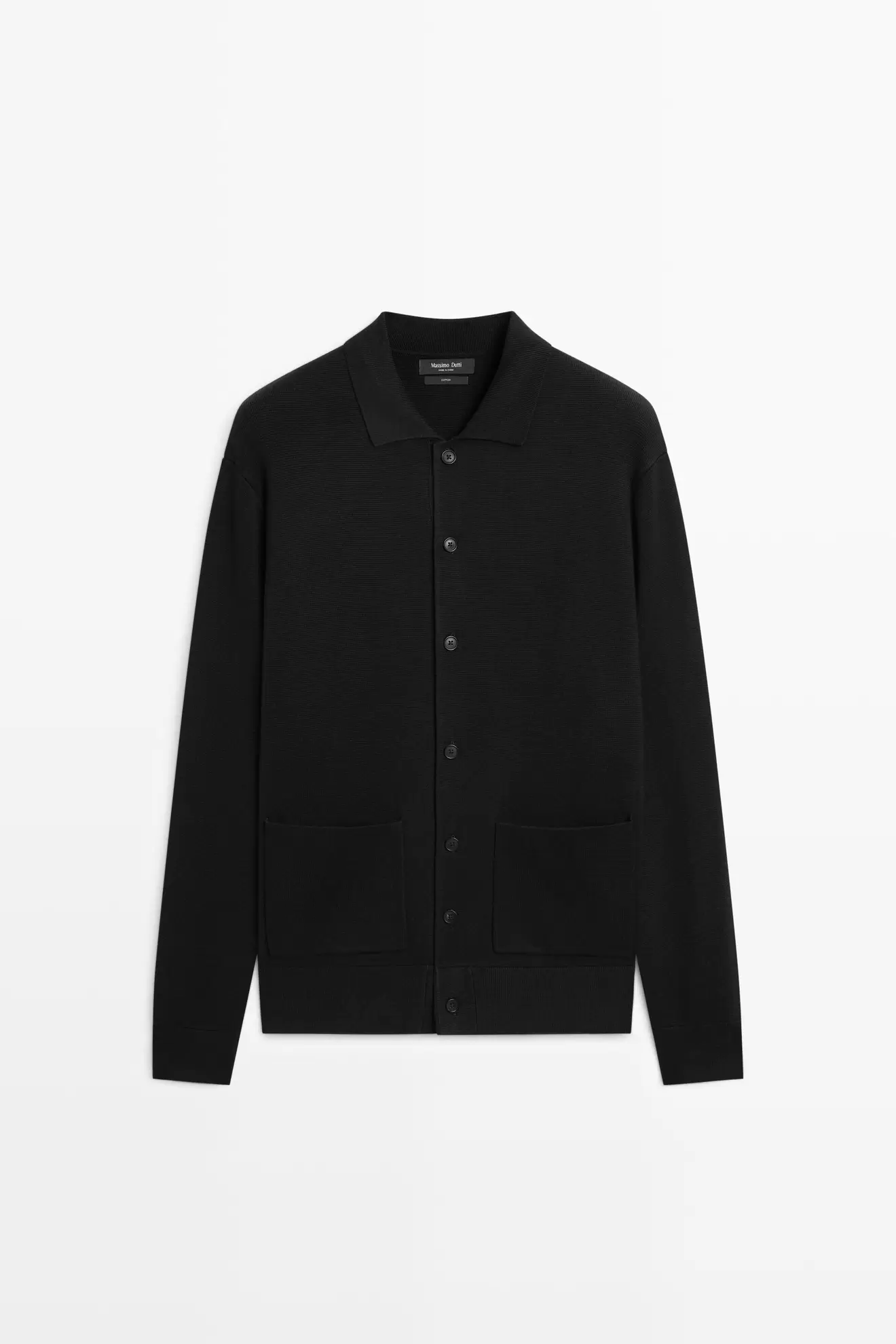 100% cotton knit polo collar cardigan