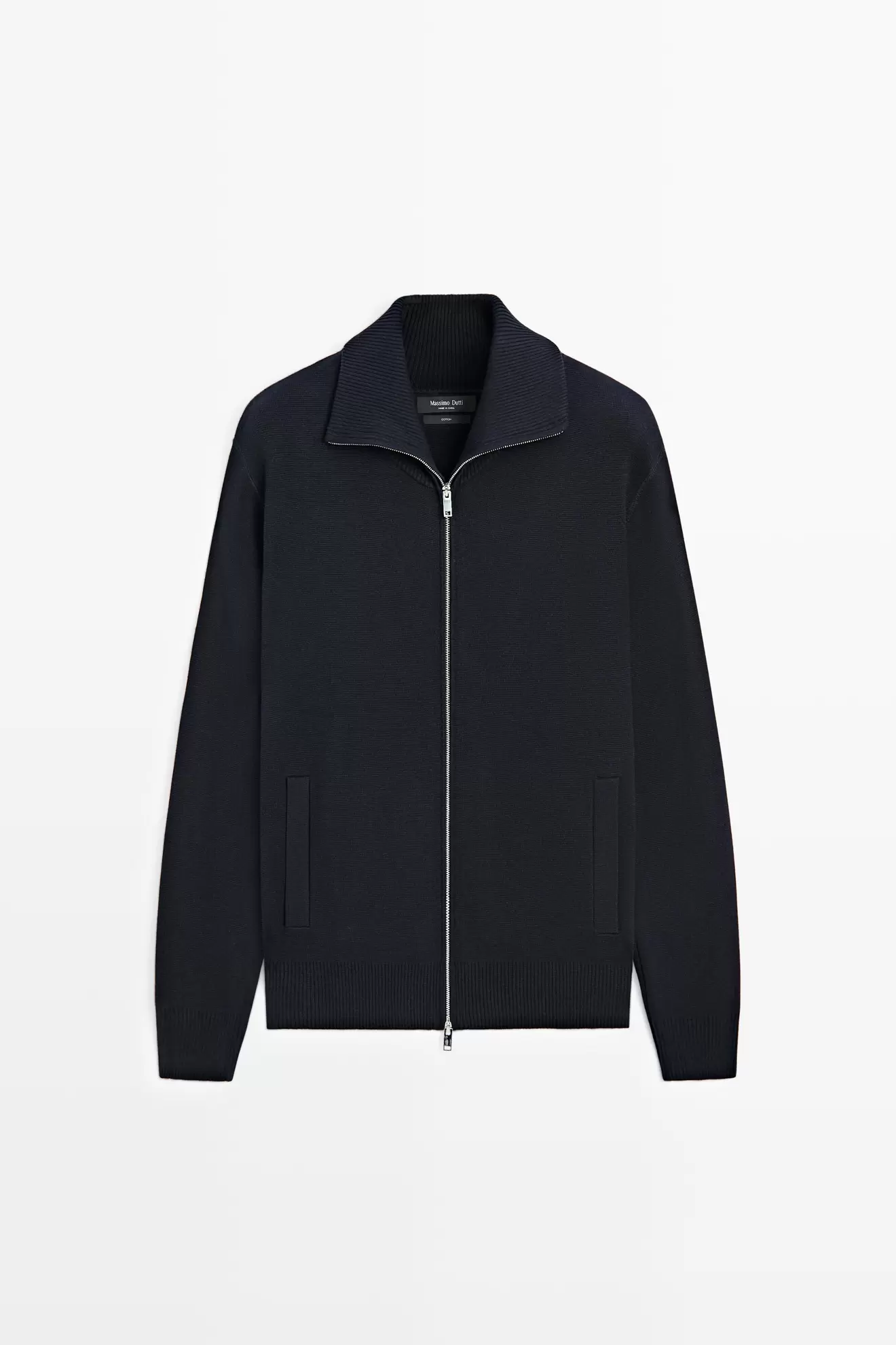 100% cotton zip-up knit cardigan