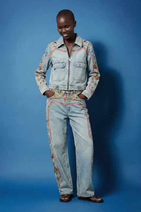 Printed denim jacket 100% cotton