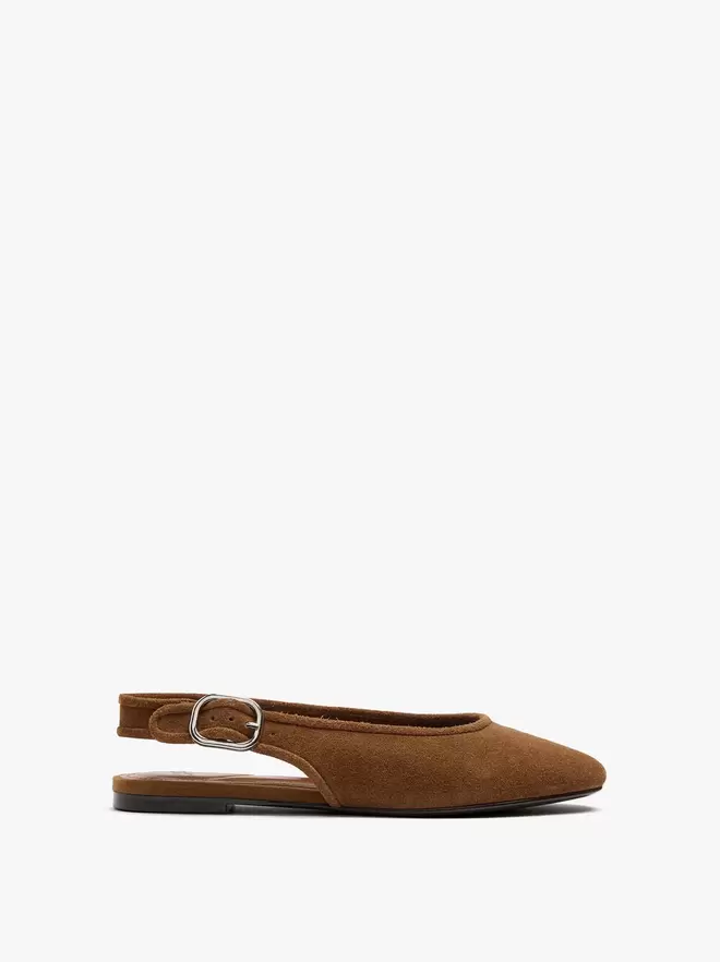 Leather ballet flats with slingback