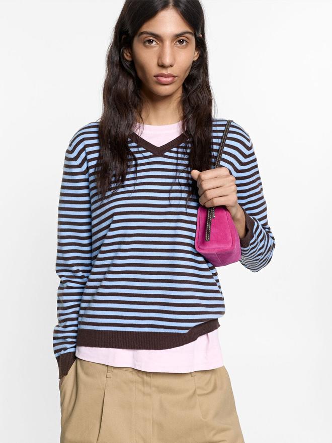 Knit sweater with stripes