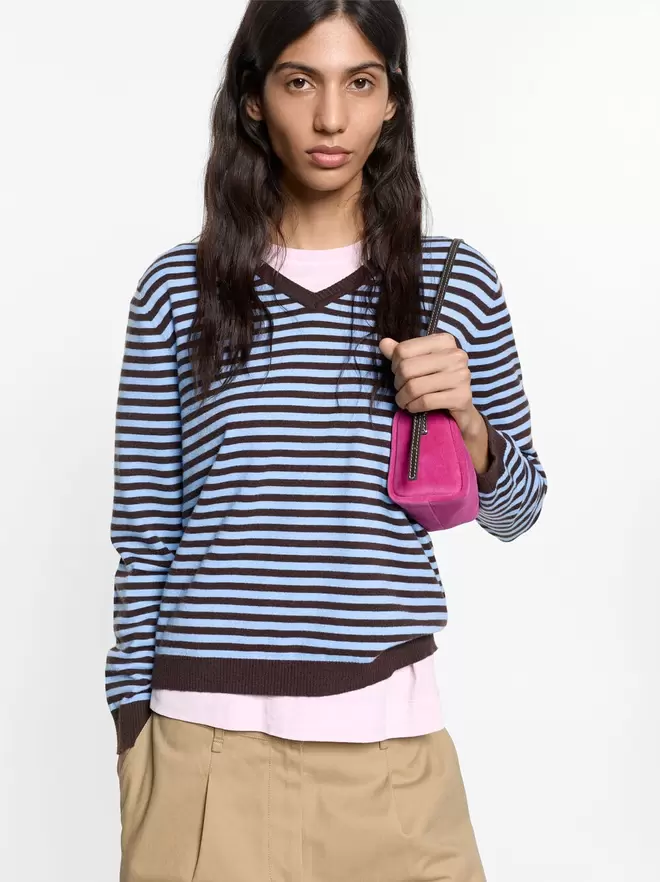 Knit sweater with stripes