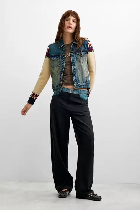 Combined denim jacket