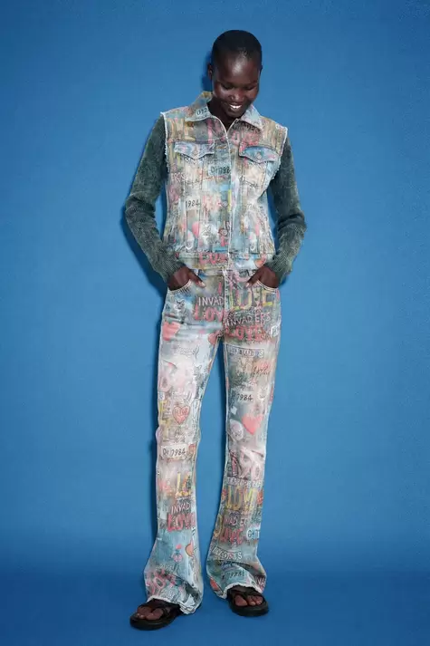 Printed denim jacket