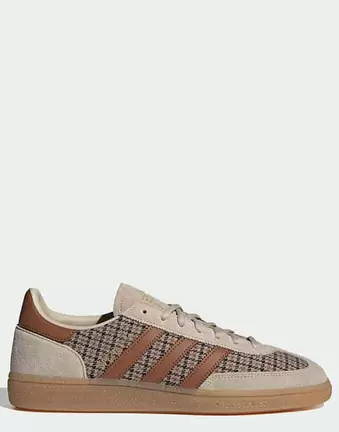 adidas Originals Handball spezial shoes in brown check and beige with gum sole
