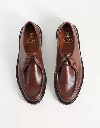 NOAK made in Portugal apron lace up shoes with cleated sole in brown leather