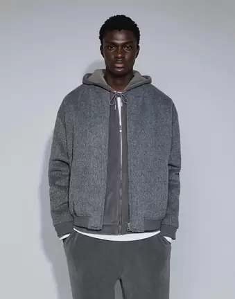 ASOS DESIGN oversized wool look bomber in grey