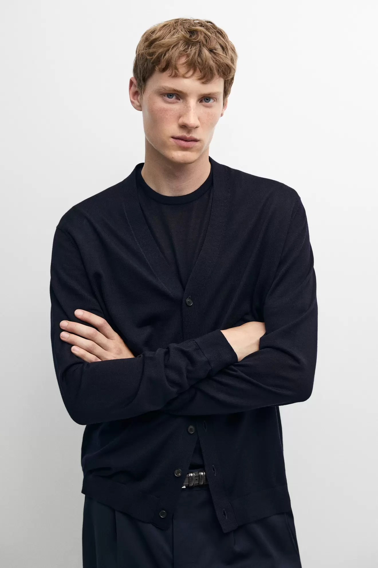 Merino wool button-up cardigan