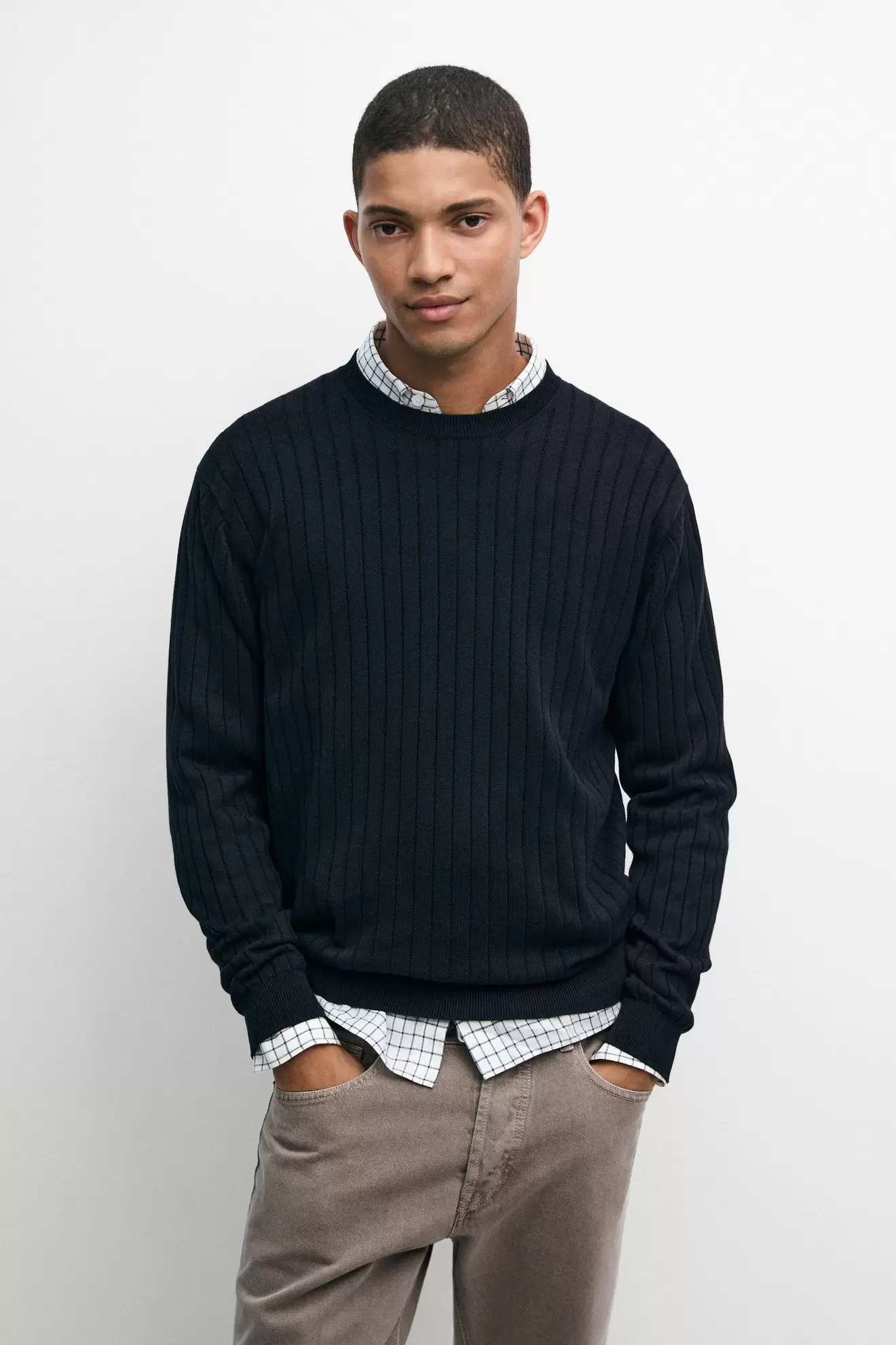 100% cotton ribbed knit sweater