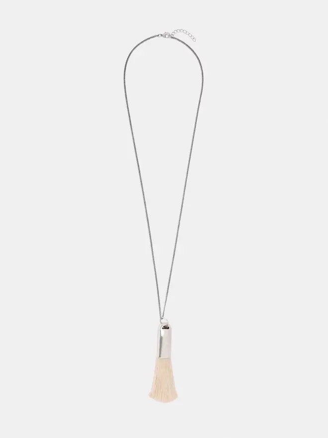 Long necklace with tassel pendant