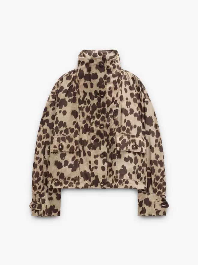 Jacket with printed animal pattern water-repellent
