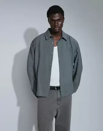 ASOS DESIGN oversized shirt with placket detail in grey