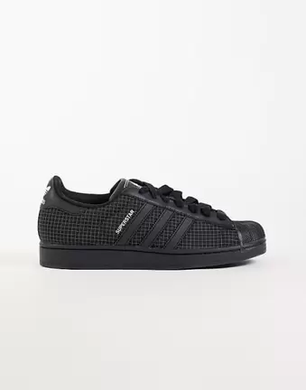 adidas Originals Superstar II trainers in black with grid detailing