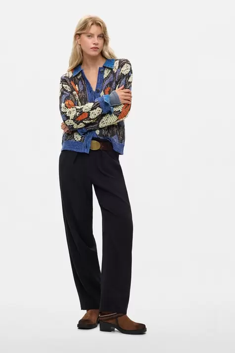 Jacquard jacket with denim details