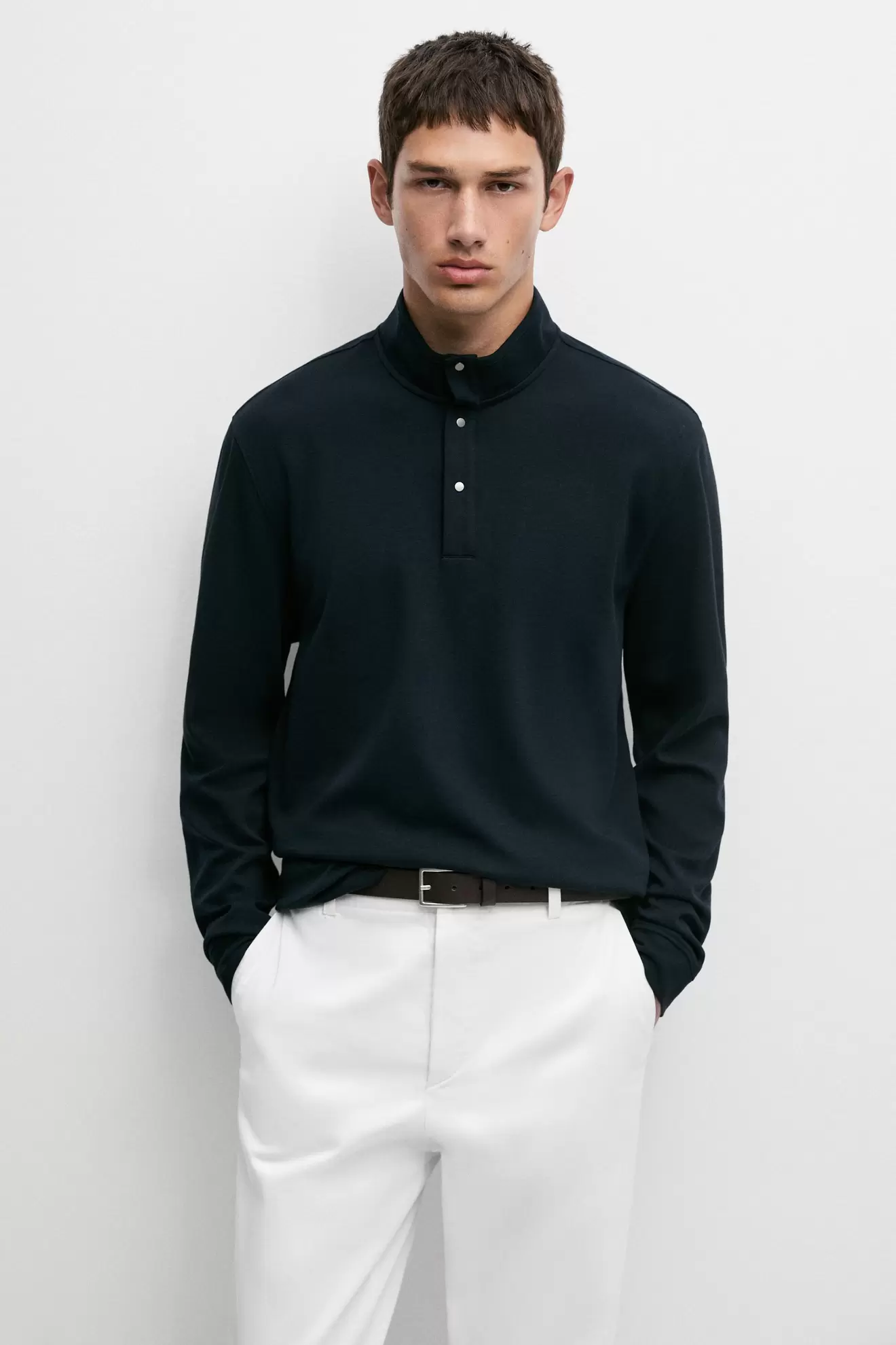 Cotton and Silk Blend Polo Sweater