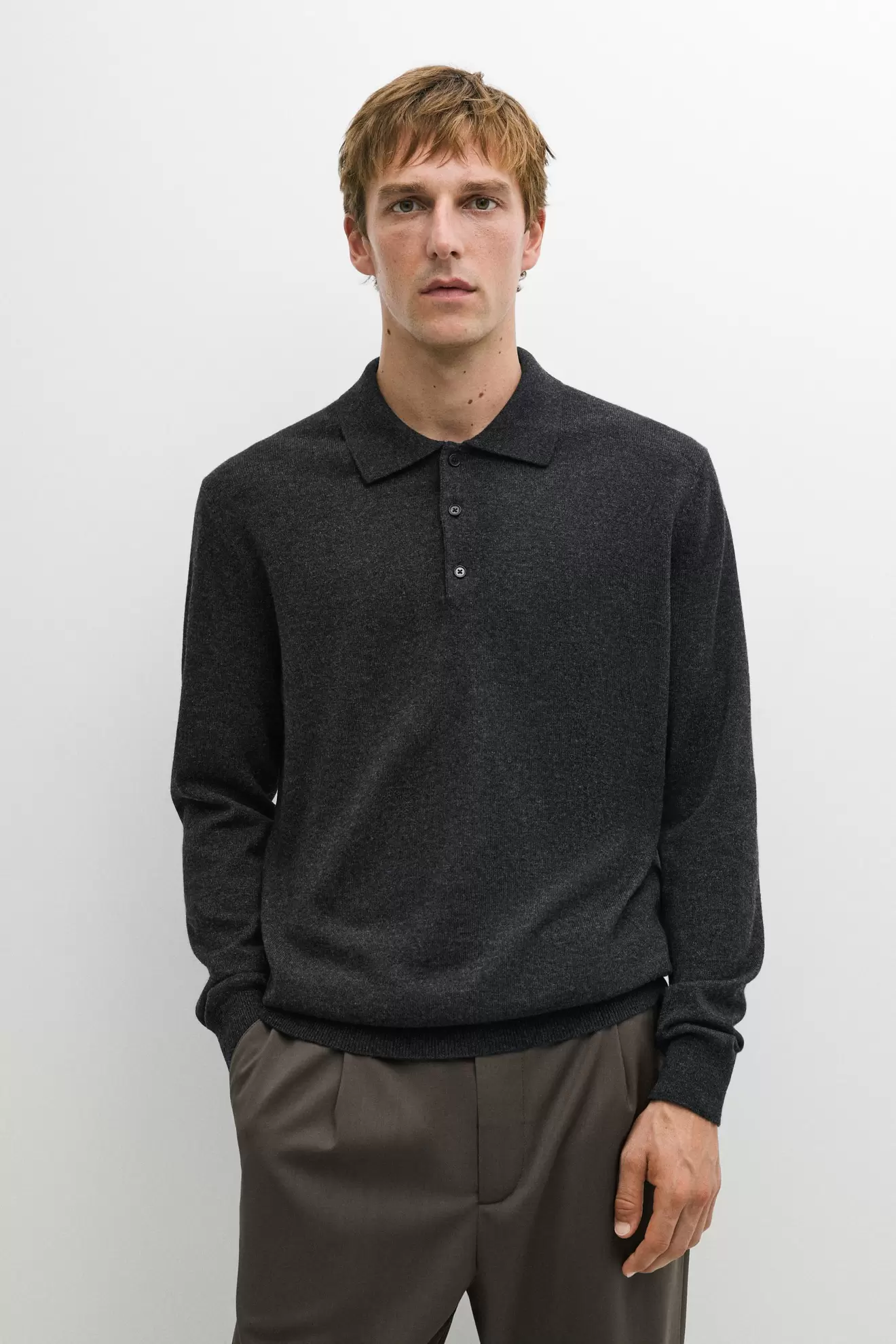 100% cashmere knit polo sweater
