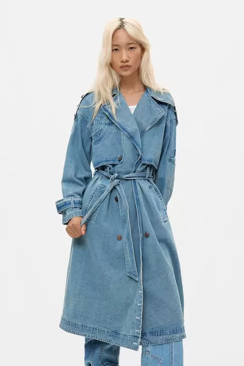 Cotton Denim Trench Coat