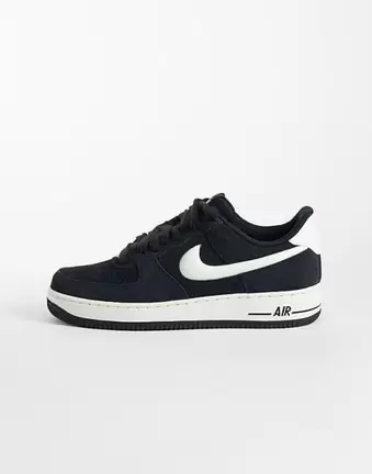 Nike Air Force 1 LV8 big lace trainers in black suede
