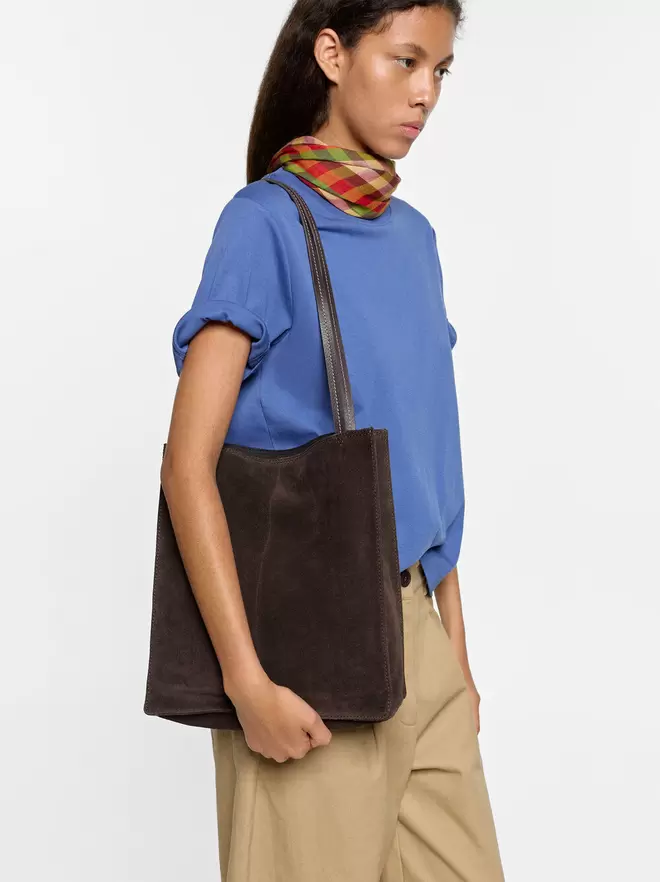 Rectangular leather shopper bag
