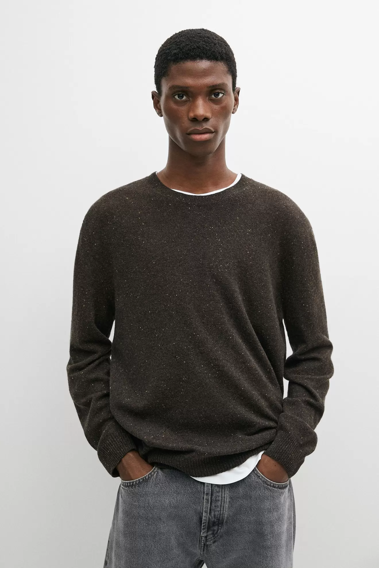 Flecked wool-blend knit sweater