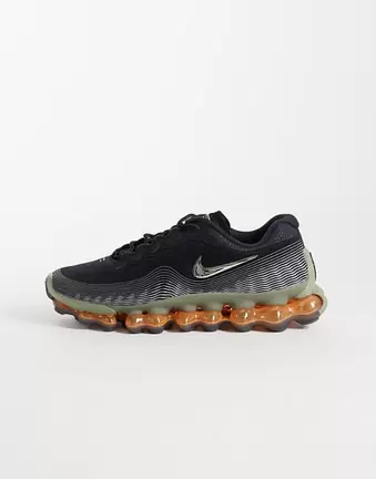 Nike Air Liquid Max trainers in black and orange