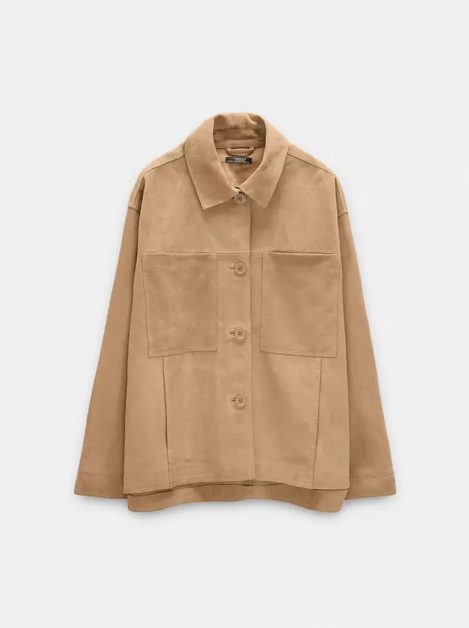 Leather jacket with buttons