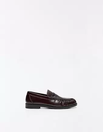 Bershka Ruched loafers in brown