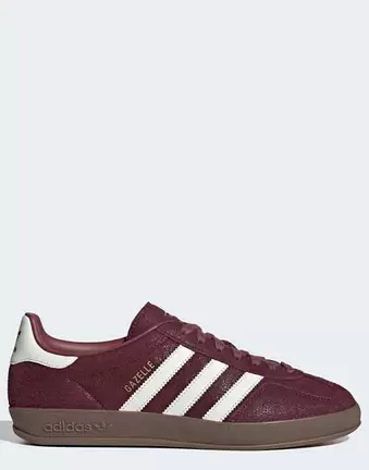 adidas Originals Gazelle indoor trainers in maroon and off white