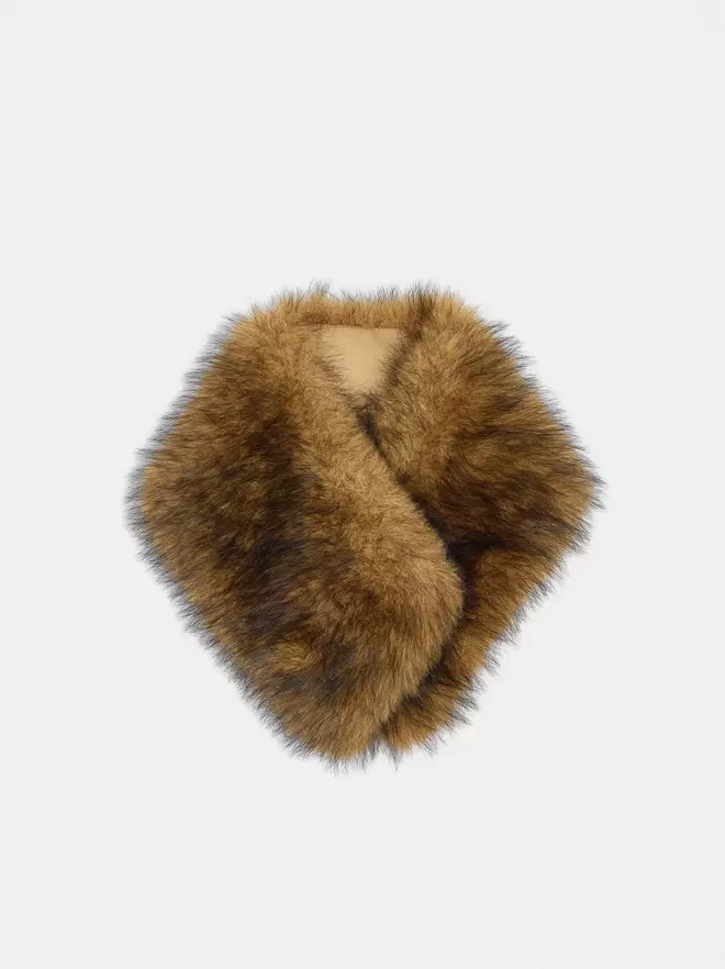 Faux fur-effect stole with straps