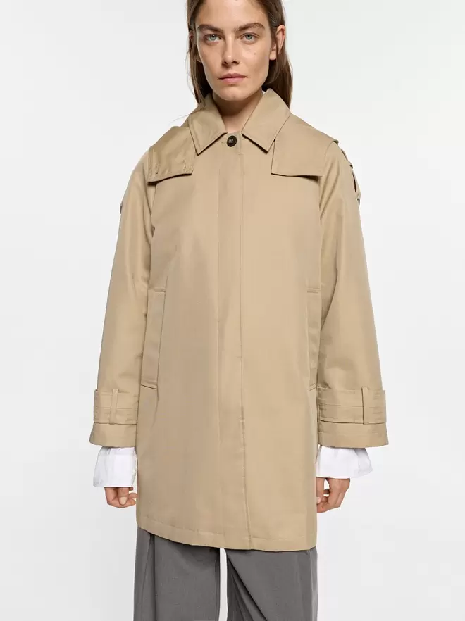 Trench coat with hood