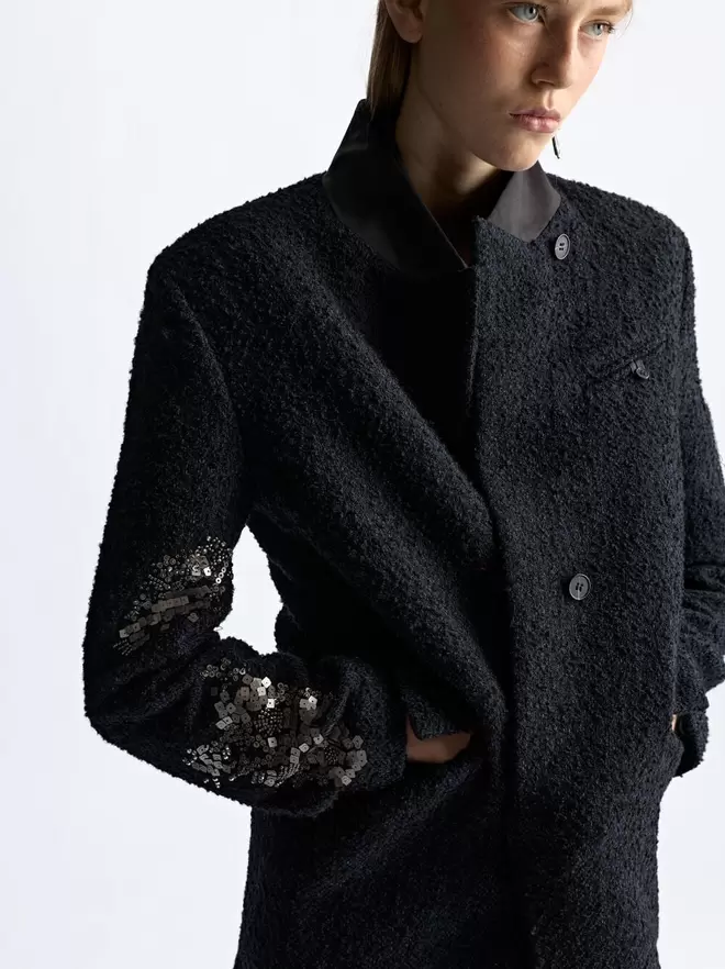 Long coat with sequin detail