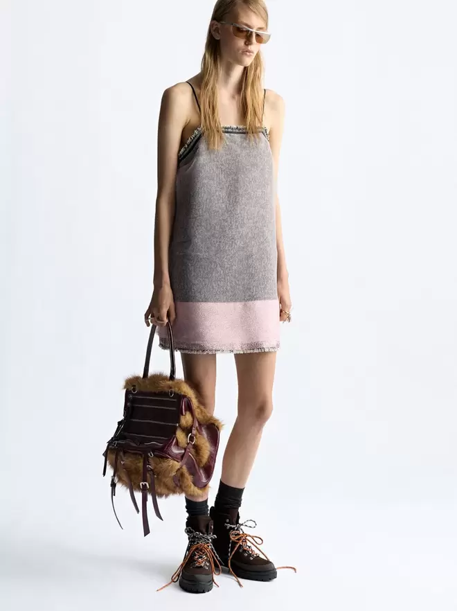 Handbag with leather details