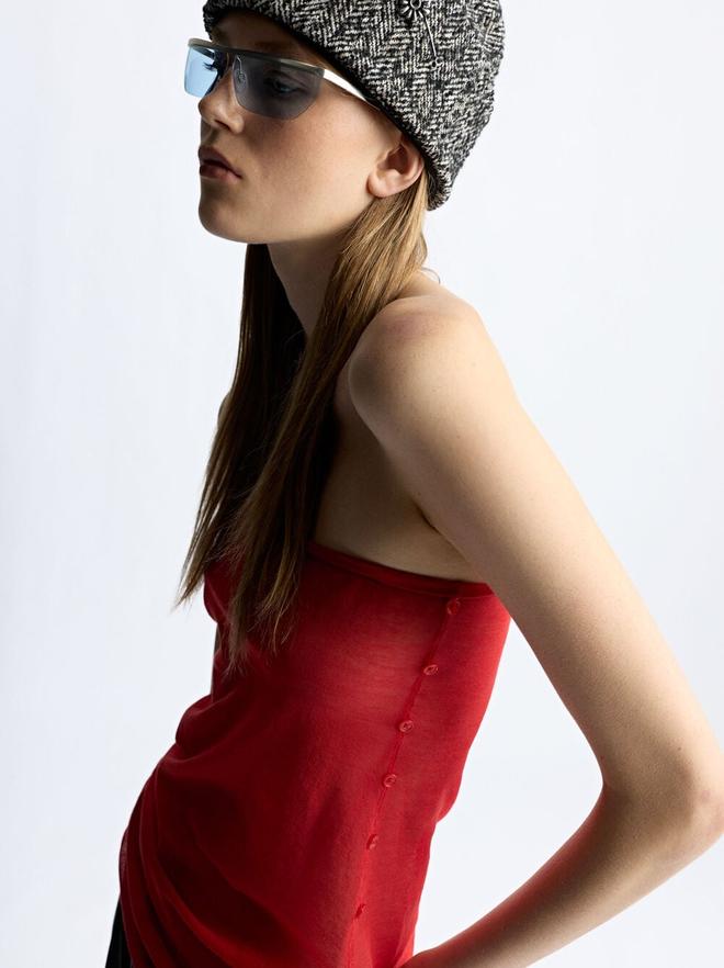 Knit top with side buttons