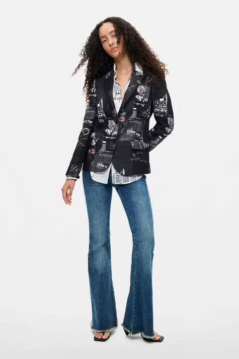 Patchwork Printed Blazer