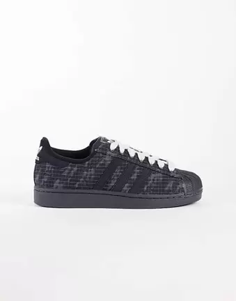 adidas Originals Superstar II trainers in grey and black with grid detailing