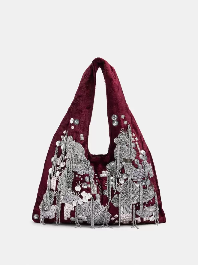 Velvet and sequin party bag