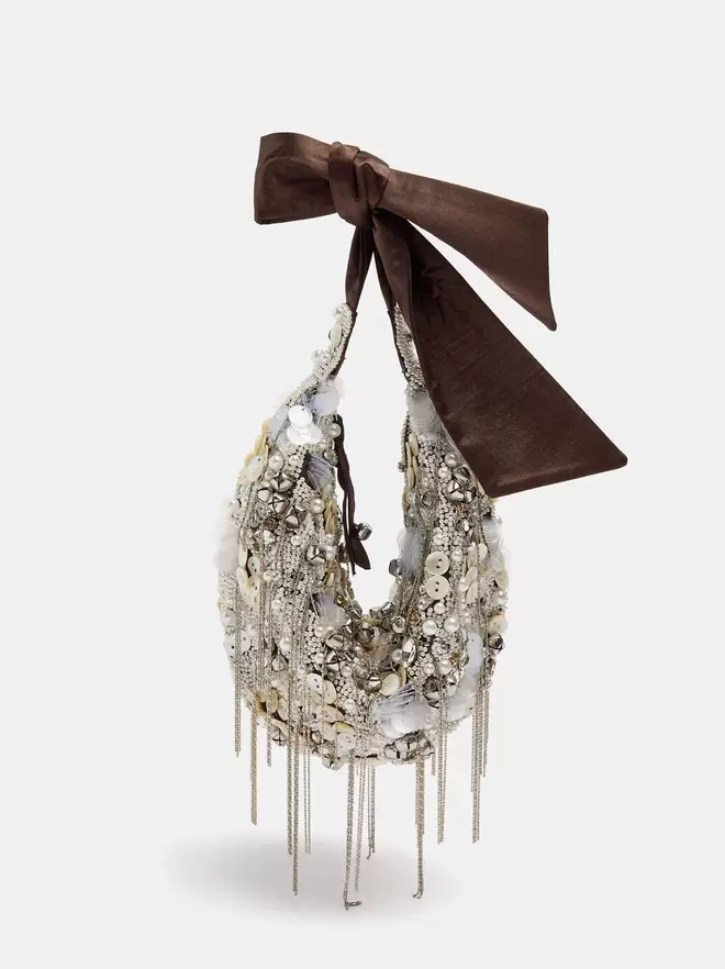 Party bag with pearls and buttons