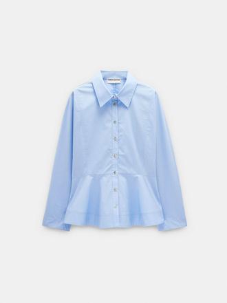100% cotton peplum-effect fitted shirt