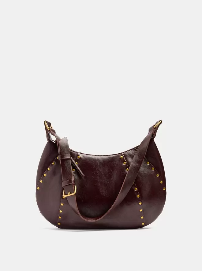 Oval shoulder bag with studs