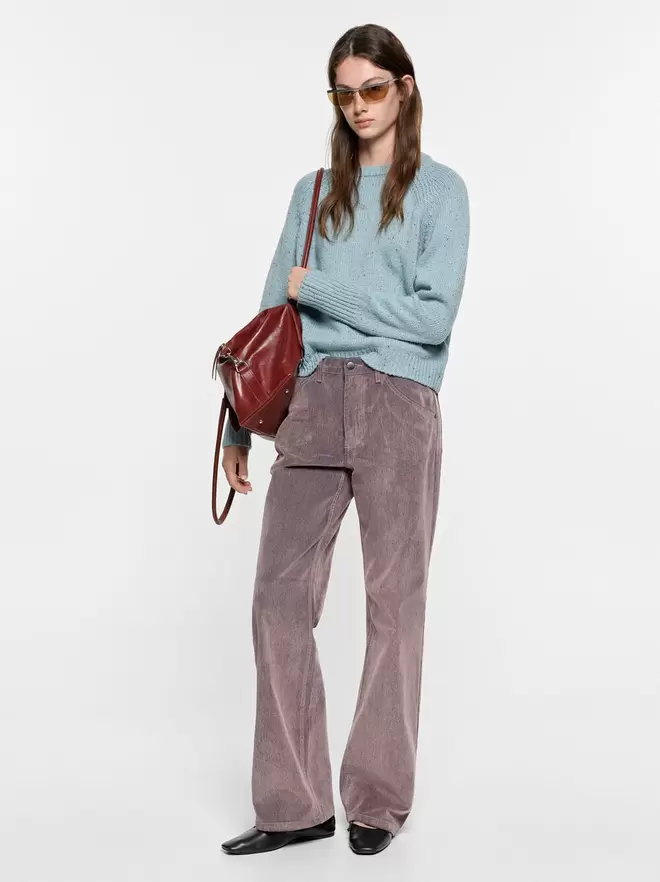 Plain knit sweater with wool