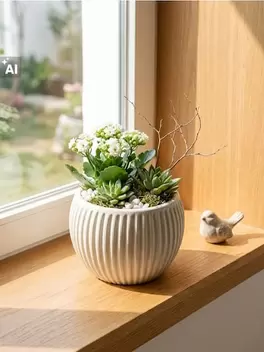 Bordázott kerámia virágcserép