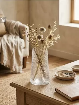Üveg váza dombornyomott mintával