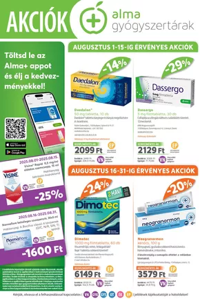 Alma Gyógyszertárak katalógus, Újfehértó | 2025 . augusztus | 2025-08-01T00:00:00.000Z - 2025-08-31T00:00:00.000Z