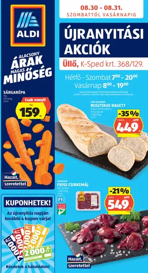 Aldi katalógus, Üllő | Aldi Újranyitás: Üllő, | 2025-08-24T00:00:00.000Z - 2025-08-30T00:00:00.000Z