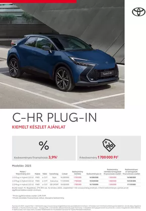 Toyota katalógus, Érd | arlista c hr plug in akciok | 2025-10-16T00:00:00.000Z - 2025-10-30T00:00:00.000Z